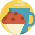 Kahvi ja jälkiruoka -ikoni